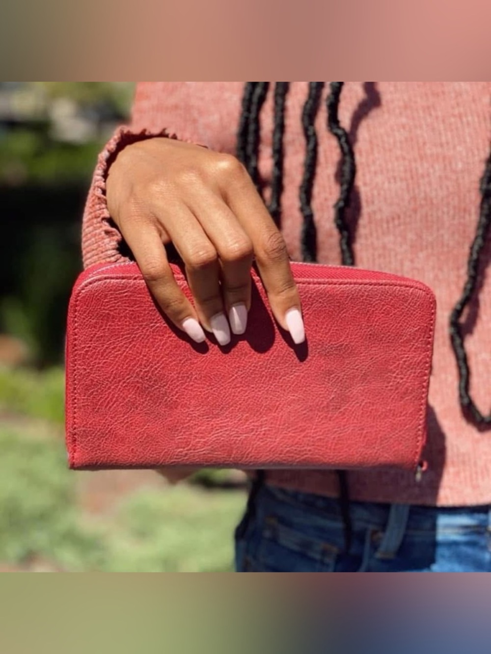 Thirty-One All About the Benjamins Wallet - Ruby Distressed Pebble